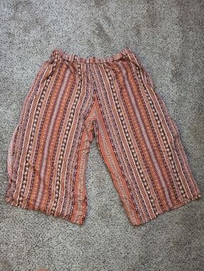 SHEIN Curved Wide-Leg Pants in Rust and Cream Paisley